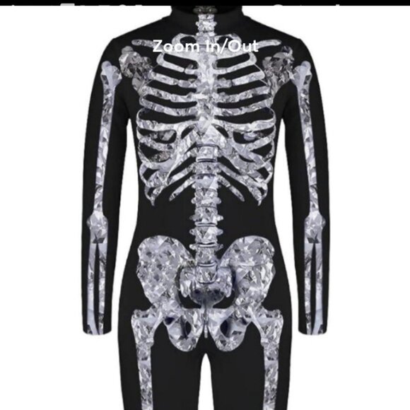 Women Skeleton Jumpsuit Front Back Skull Bone 3D Print morph Bodysuit XLarge NEW - Picture 5 of 10